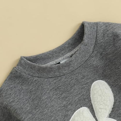 VISGOGO Newborn Infant Baby Boy Girls Oversized Romper Little Dude Sweater Onesie Coming Home Outfit Neutral Clothes - color: Grey-rabbit, size: 0-6 Months