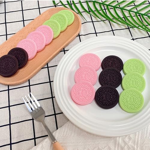 9Pcs Realistic Artificial Cookies Fake Biscuits Fake Chocolate Dessert Crackers Food Model Photography Prop for Home Kitchen Party Shop Display Decoration (Chocolate)