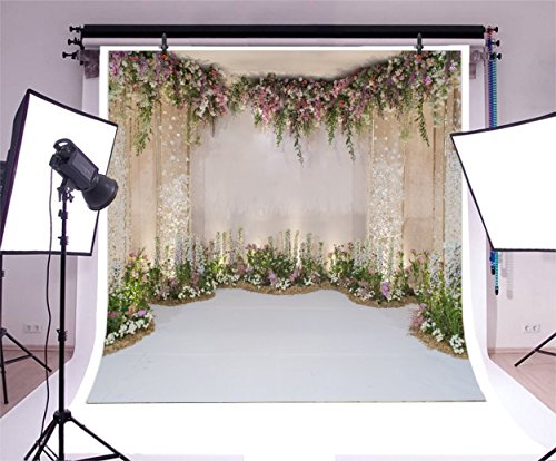 Vinyl 8x8ft Backdrop, Wedding, Floral Design, Ideal for Photography, Parties, Decorations - size: 8x8ft
