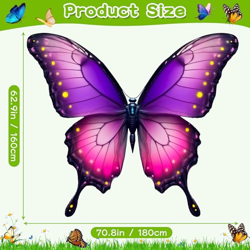 CHEPULA Butterfly Wings Backdrop Decoration Halloween Large Monarch Butterfly Photograph Background, 70.8in * 62.9in, Purple - color: Purple