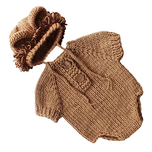 M&G House Newborn Photography Outfits Baby Crochet Knitted Photoshoot Props Animal Costume Set - color: 02 Lion Outfit