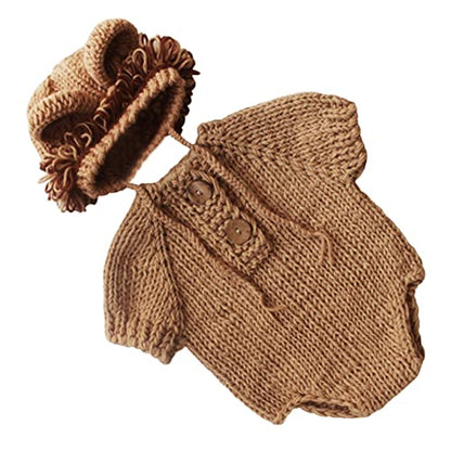 M&G House Newborn Photography Outfits Baby Crochet Knitted Photoshoot Props Animal Costume Set - color: 02 Lion Outfit