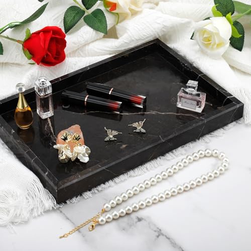 Brown Marble Tray,Pure Natural Vanity Tray,Marble Tray for Kitchen Counter Non-Ceramic/Non-Resin,Stone Trays 12 x 8 inch - color: Brown