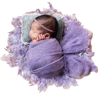 Zeroest Newborn Photo Prop Stretch Knit Wrap for Baby Photography Newborn Photoshoot Outfits Boys Girl Posing Blanket (Lavender) - color: Lavender