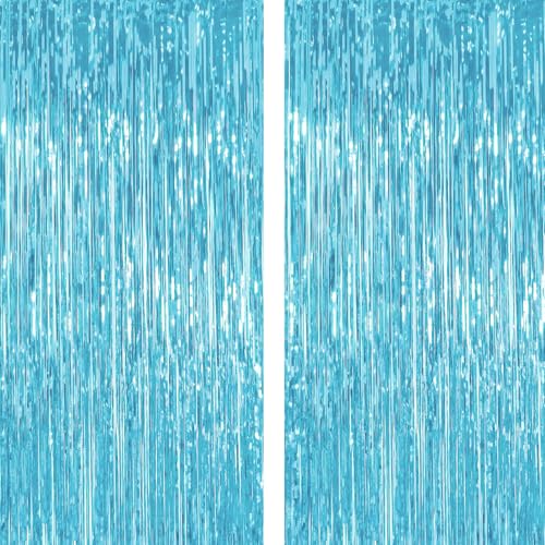 4 Pack Thickened Blue Metallic Foil Fringe Curtains Streamer Rip Resistant Shimmer Tinsel Photo Booth Backdrop for Birthday Wedding Christmas Bachelorette Party Decorations 3.28ft x 6.56ft - color: Blue, size: 4 Pack