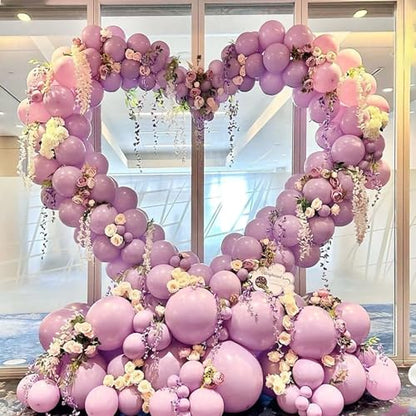 Heart Shaped Metal Balloon Arch Kit,6.6ft Wedding Heart Arch Backdrop Stand,with Water Bag for Proposal, Wedding, Valentine’s Day, Bridal, Birthday Party Decorations (White-Regular-S) - style: White-Regular-Small