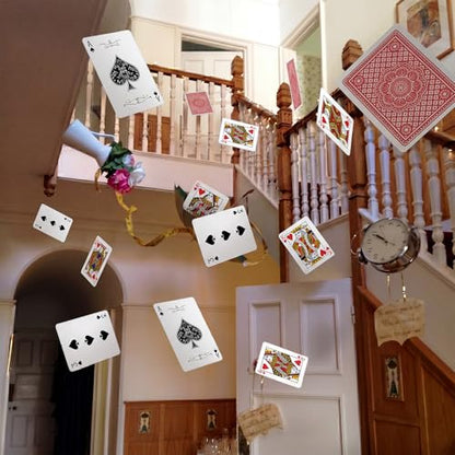 Xinnun 8 Pcs Wonderland Tea Party Decorations Wonderland Themed Poker Cards Garland Banners Heart Spade Pattern Card Hanging Decor for Birthday Baby Shower Tea Party Supplies - style: Poker Card