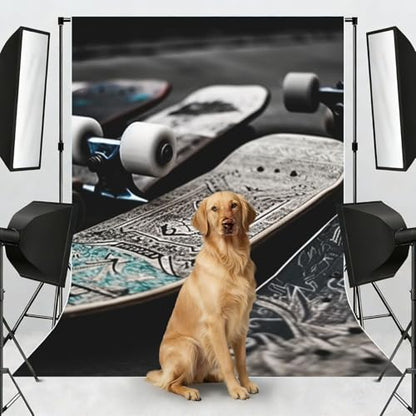 Skate Boards Backdrop Background for Photography 5x7ft Photobooth Professional Photo Backdrop Curtains Video Photography Studio Photo Backgrounds Banner Booth Background Screen Parties - color: Skate Boards