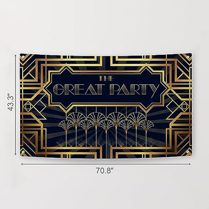 Roaring 20s Great Gatsby Decoration Kit - Includes Photography Backdrop & 10 Studio Selfie Photo Booth Props with Sticks - 1920's Twenties Theme Studio Background Banner Supplies - size: 20s Gatsby