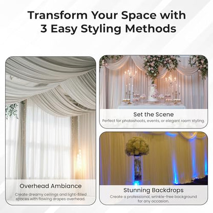 OnlineEEI 8 Foot Tall Fixed Height Collapsible Pipe and Drape Backdrop Kit 8ft x 50ft (White Drapes) (BBD9990850CDPR000) - color: White