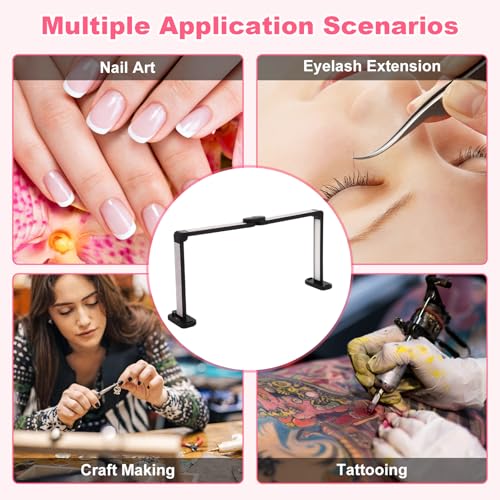34in Half Moon Light for Nail Desk, Foldable LED Lamp for Nail Art, Tattooing, Craft Making, Stepless Dimming, 3000-6000K Color Temperature Adjustment, 456 Light Beads, White with Diamond - color: Black with Diamond