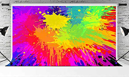 Colorful Graffiti Splatter Backdrop, Vinyl 18x10ft Abstract Paint Splash Photo Backdrop Hip Hop Theme Birthday Talent Show Baby Shower Prom Carnival Backdrops for Photoshoot Photo Studio Props - size: 18x10ft