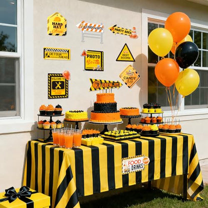 20PCS Construction Party Signs Construction Themed Directional Signs Funny Cutouts Yard Outdoor Wall Road Sign for Boys Construction Birthday Baby Shower Decors Party Supplies Photo Booth Props - style: Construction
