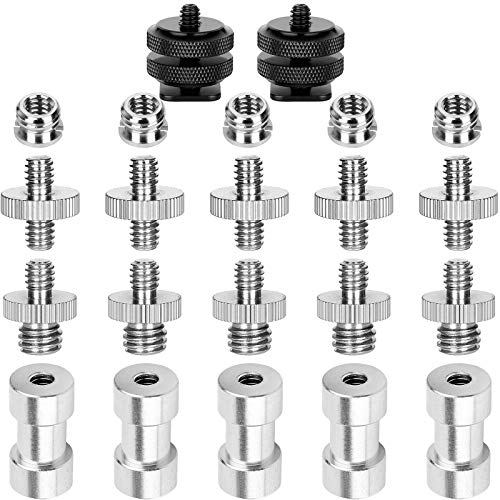 Camera Mount Screw, ChromLives 1/4 to 3/8 Tripod Screw Adapter,1/4 Screws,3/8-20 Thread Converter Adapter,Camera Hot Shoe Mount Adapters for Monopod,Ballhead Flash Light,22Pack - color: Camera Mount Screw
