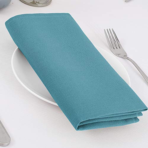 H.VERSAILTEX Cloth Napkins Set of 12 (18" X 18") Linen Textured Dinner Napkins Waterproof Extra Soft Thick Durable Reusable Napkins with Hemmed Edges for Dinners, Weddings and Everyday Use, Teal - color: Teal, size: 18" x 18" (Square)