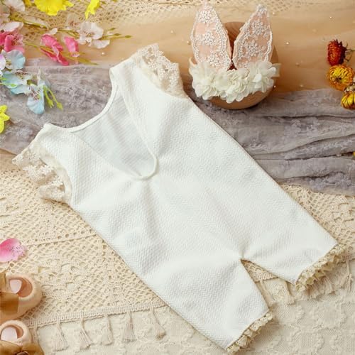 Newborn Baby Bunny Rabbit Crochet Knitted Photography Props Newborn Baby Outfits Diaper Costume - color: Milky White a