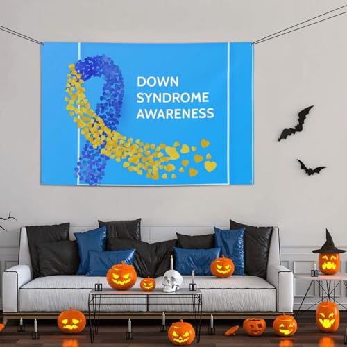 World Down Syndrome Awareness Day Backdrops 47 * 71 Inches Holiday Party Photography Background Indoor Outdoor Festival Photo Banner Booth Props Wall Decoration - color: Dark