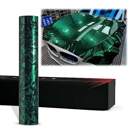 2pcs 4"x8" (10cmx20cm) Sample Emerald Green PET Marble Forged Carbon Fiber Textured Gloss Vinyl Wrap Auto Car Sticker Decal Film Sheet Bubble Free Air Release Technology - color: Emerald Green, size: 2pcs 4"x8" (10cmx20cm) Sample