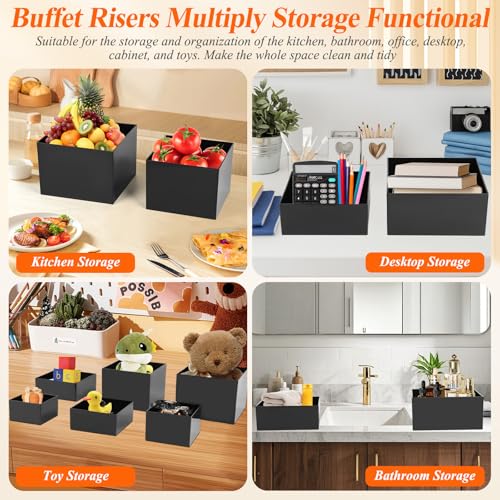 8Pcs Black Acrylic Buffet Risers with Mini Sign and Marker, Food Display Risers for Party Catering Dessert Jewelry, Acrylic Cube Nesting Boxes with Hollow Bottoms(9" 8.5" 8" 7.5" 6.8" 6" 5" 5") - size: 9" 8.5" 8" 7.5" 6.8" 6" 5" 5