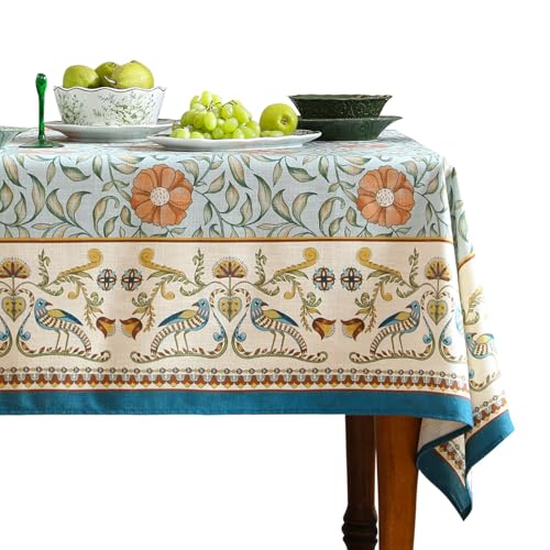 patdrea Designer French Linen Blue Tablecloth for Sqaure Table,Vintage Floral Table Cloth,Colorful Decoration Small Cover Kitchen Dining for Tea Party,Thanksgiving,Christmas,55"x55"-Wensel - color: Wensel, size: 55" x 55" (Square)