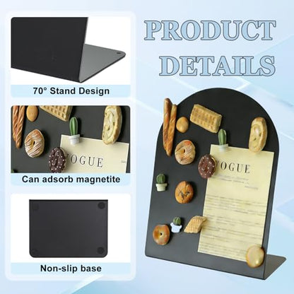 2 Pack Desk Magnetic Bulletin Board Metal Tabletop Memo Souvenir/Photos Display Board Magnet Display Stand for Home School Kitchen Office (2, Black, ARC) - color: Black, size: ARC
