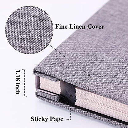 Vienrose Large Photo Album Self Adhesive for 4x6 8x10 10x12 Pictures Magnetic Scrapbook Album DIY 13" X 12.6" 60 Blank Pages with A Metallic Pen - color: Grey, size: 13"x12.6" 60Pages