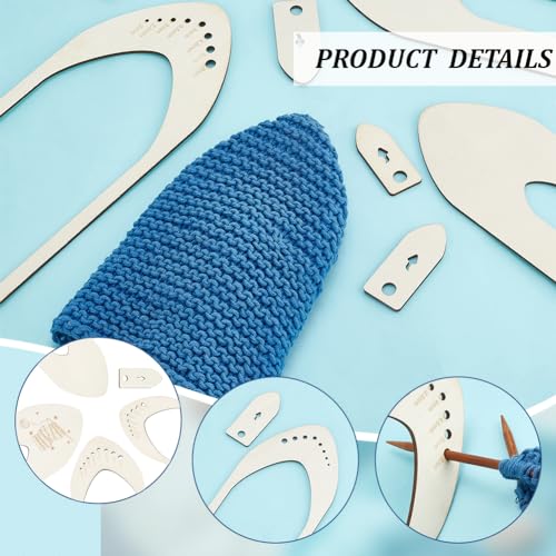 BENECREAT 4 Sizes Wooden Mitten Blocker Knitting Set, Wood Glove Knitting Model Tool, Household Display Hand Knitting Gloves Board Molds for Sewing Knitting