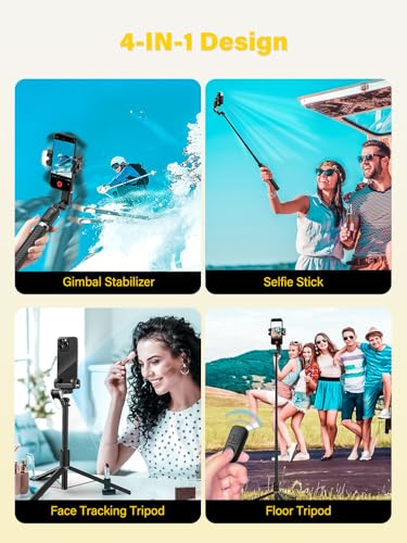 Gimbal Stabilizer for Smartphone,2-axis stabilizer Without APP face Tracking,4 in 1 Portable Phone Tripod,stabilizer for iPhone& Android,108CM Extension Rod,AOCHUAN M2PRO Black - color: Black
