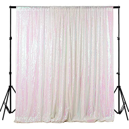ShinyBeauty Sequin Backdrop 5FTx7FT Iridescent White - Photo Booth, Wedding, Baby Shower, Grad Party, Birthday - color: Iridescent, size: 5FTx7FT