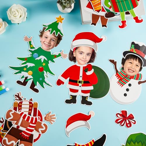 60pcs Christmas Theme Cutouts Xmas Holiday Bulletin Board Decorations Xmas Theme Claus Paper Cut-Outs Classroom Decor for Christmas Classroom DIY Craft Photo Wall Door Winter Party Supplies - style: Christmas