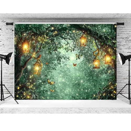 6x4 ft Enchanted Forest Backdrop for Photography Green Spring Fairy Garden Background Kids Girl Magic Wonderland for Portrait Photoshoot, Wedding, Baby Shower, Girls Birthday Party, Studio Decor - color: Green04, size: 6x4ft