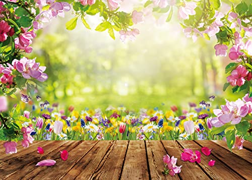7x5FT Spring Backdrop Spring Backdrops for Photography Floral Backdrop Wall Nature Scenery Banner F43 - size: 7x5ft