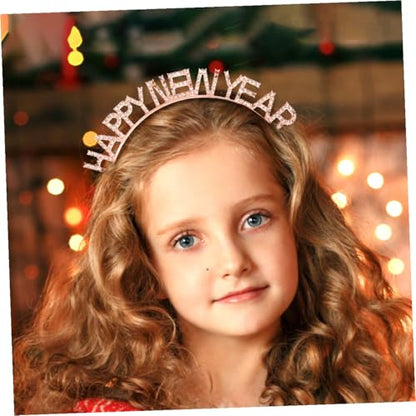 Gatuida 2pcs New Year Headbands for Women with Rhinestone Glitter, Silver and Rose Gold Colors, Spring Festival Party Hair Accessories, Photo Prop Hairbands