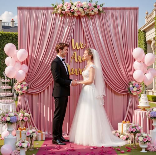 30ftx10ft Rose Gold Sequin Backdrop Curtain for Parties, Wrinkle Free Thick Glitter Sparkle Photo Backdrop Drapes 6 Panels 5x10FT Shimmer Back Drop Cloth for Wedding Birthday Photography Background - color: Rose Gold, size: 5'W×10'H _6 Panels