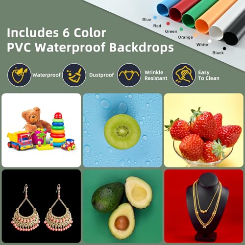 Lightdow 10"x10"x10" Photo Studio Light Box Photography with 96 LEDs (CRI>95), 6 Backdrops - Portable/Dimmable/Versatile Folding Shooting Tents for Toys/Jewelry/Watches/Cosmetics Photography - size: 10"x10"x10"