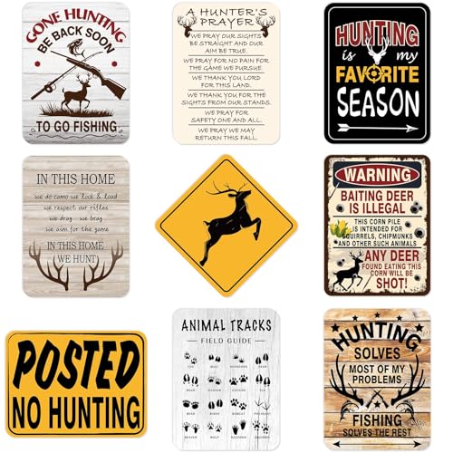 Hunting Party Decorations - 9 PCS Gone Hunting Birthday Party Sign Decorations for Boys Kids Deer Hunting Themed Birthday Party Funny Deer Hunter Decor for Man Room Home Garden Yard Wall Decor - style: Hunt