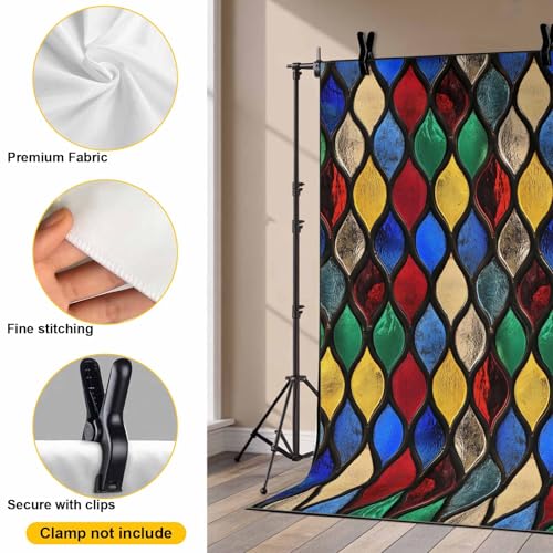 Abstract Backdrop for Photography, Stained Glass Moroccan Texture Photo Backdrop Portrait Background Party Banner Photo Backgrounds for Studio Booth Props, 7x5ft - color: Multi, size: 7x5FT