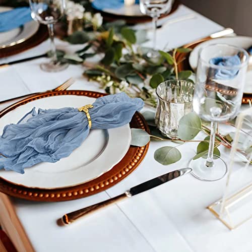 Set of 42 Dusty Blue Cheesecloth Napkins, 20 x 20 Inch Rustic Boho Wrinkled Gauze Cloth Napkins Decorative Dinner Napkins for Wedding,Dinner,Family Everyday Use/Parties - color: Dusty Blue, size: 20" x 20" (Set of 42)