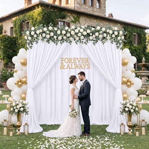SoarDream White Backdrop Curtains 2 Panels 5x10ft, Wrinkle Free Polyester Drapes for Wedding, Party & Photo Studio Background Decor - color: White, size: 2 Panels 5ft X 10ft