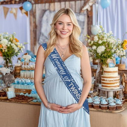 Blue Jean Twins Baby Shower Decorationsa Denim and Diamonds Mommy of Twins Sash Gift for Mom-to-Be A Blue Jean Baby Is on the Way Baby Shower Gender Reveal Pregnancy Announcement Party Supplies Favor