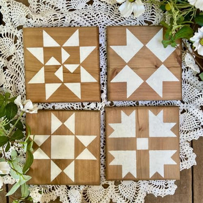 Barn Quilt Stencil 6inch Quilt Block Stencils Reusable Drawing Templates Stencils for Painting on Wood Canvas Fabric - style: Barn Quilt