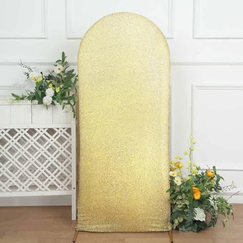 Efavormart 5ft Champagne Chiara Arch Backdrop Cover, Metallic Double-Sided Spandex Cover for Wedding, Gala - color: Champagne, size: 5 FT