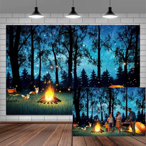 5x3ft Camping Forest Scene Photography Backdrop Adventure Camper RV Kids Photography Backdrop Farmhouse Travel Trailers Party Decor Photo Backdrops Cabin Campfire Photo Booth Props Background - color: Multi1, size: 5X3ft