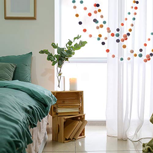 Glaciart One Felt Ball Garland - 12 Feet, 40 Balls, 6 Arizona Colors, Pom Pom Decorations, Nursery Decor, Bunting, Birthday Party, Easter, Photo Prop - color: Arizona