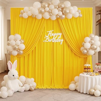 10x8ft Wrinkle Free Yellow Backdrop Curtain Panels, Thick Polyester Lemon Yellow Backdrop Drapes for Wedding Birthday Party Background Baby Shower - color: Yellow, size: 10ftx8ft