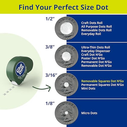 Glue Dots GLU23681 Removable 3/16" Square Dispenser 450Pc Dispenser Glue Sq Runremovable, Clear