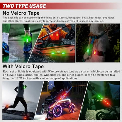 Nilight LED Safety Light 4PCS Red Green Marine Navigation Bike Tail Lights Three Modes Waterproof Reflective Gear Clip On Flash Strobe Indicator Lamp for Night Boating Fishing Cycling Jogging - color: 3LED Safety Light-Red Green