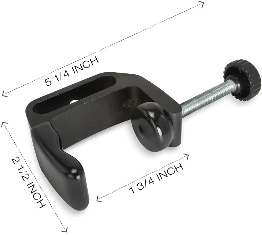 Universal C-Clamp Aluminum Support Clamp Desktop Mount Holder Stand with 1/4" and 3/8" Thread Black(4 Pack)