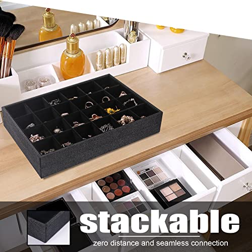 Julysky 2 Pack 24 Grids Jewelry Organizer Trays Ring Earring Display Stand for Selling, Black Velvet Necklace Holder Box Bracelet Case - size: 24 Grid Tray + 24 Grid Tray