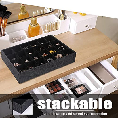Julysky 2 Pack 24 Grids Jewelry Organizer Trays Ring Earring Display Stand for Selling, Black Velvet Necklace Holder Box Bracelet Case - size: 24 Grid Tray + 24 Grid Tray